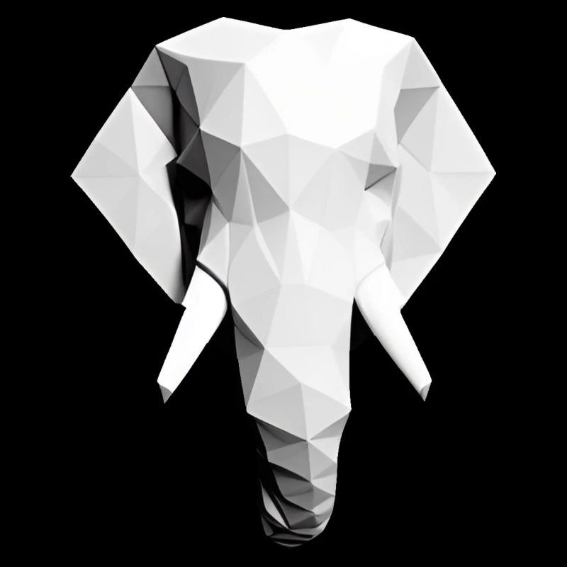 Polygon Design Elefant Tierkopf schwarz weiß