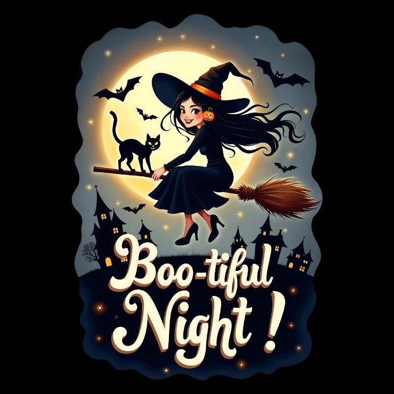 Halloween - Boo-tiful Night - Witch on Broom