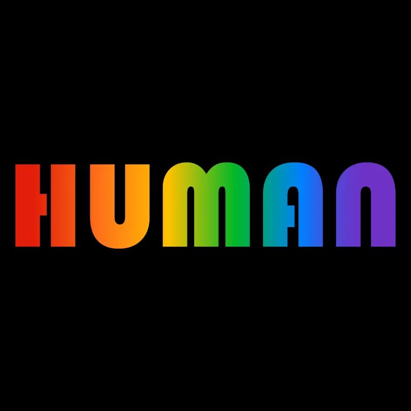 HUMAN rainbow text