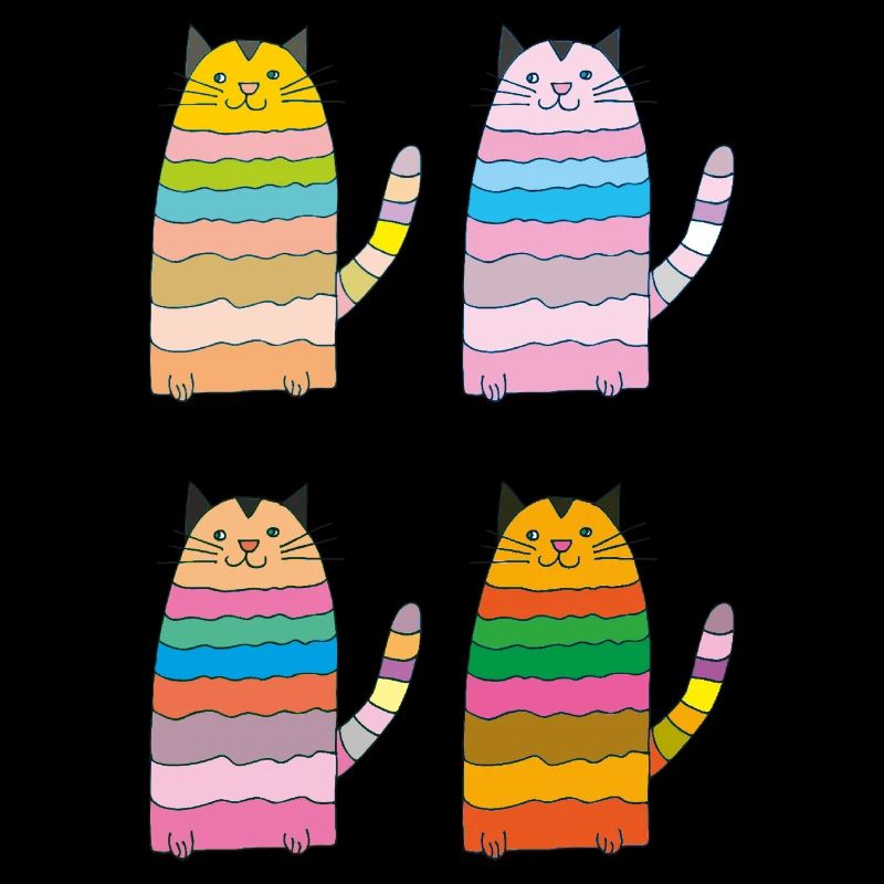 Chat Annelé Quadruple Coloré
