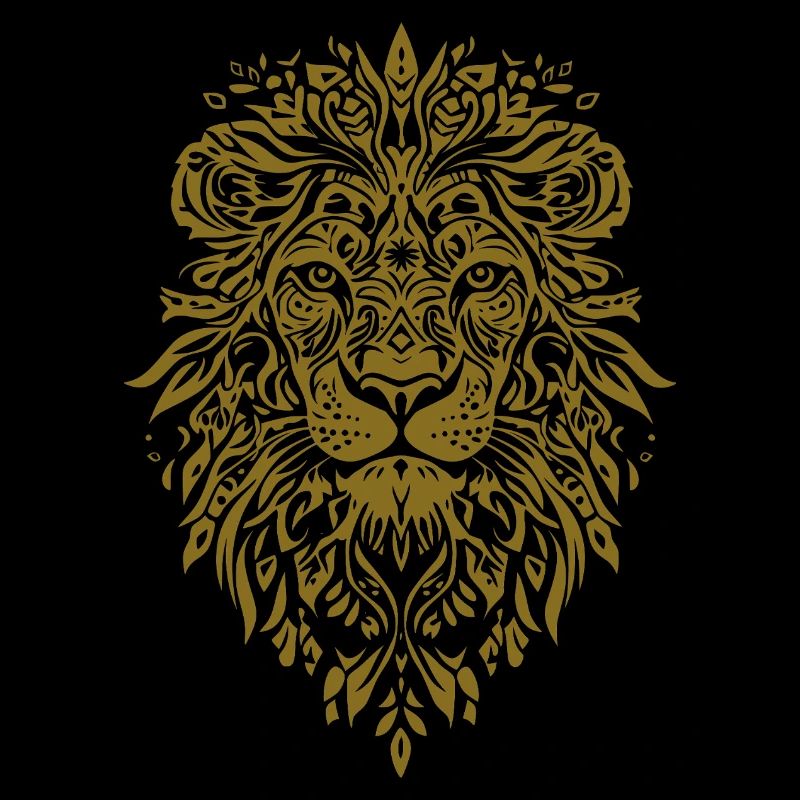 Lion head with leaf pattern in gold