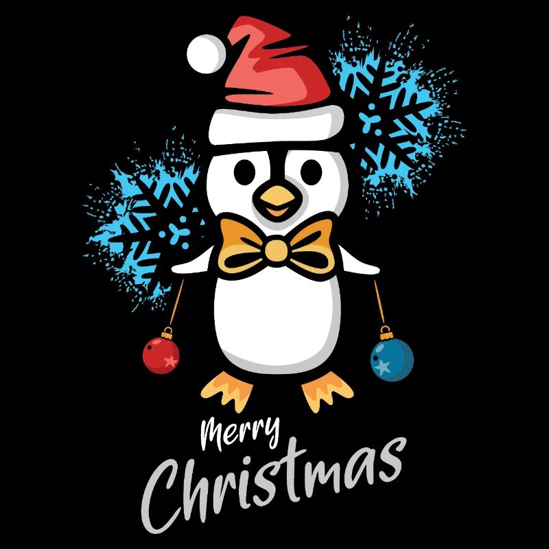 Pingouin de Noël avec flocons de neige