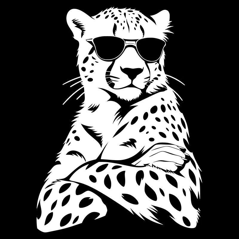 Guépard cool – Lunettes de soleil et bras croisés