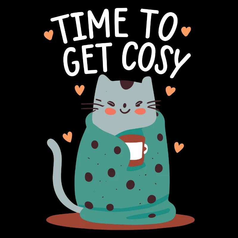 cute cat with coffee - Time to get cosy