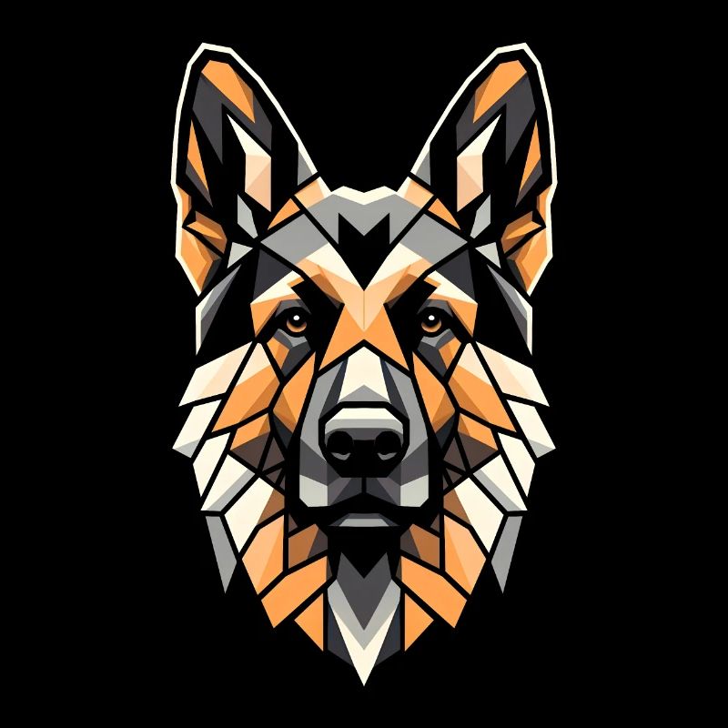 Deutscher Schäferhund Hundekopf Geometrie Polygon Kunst