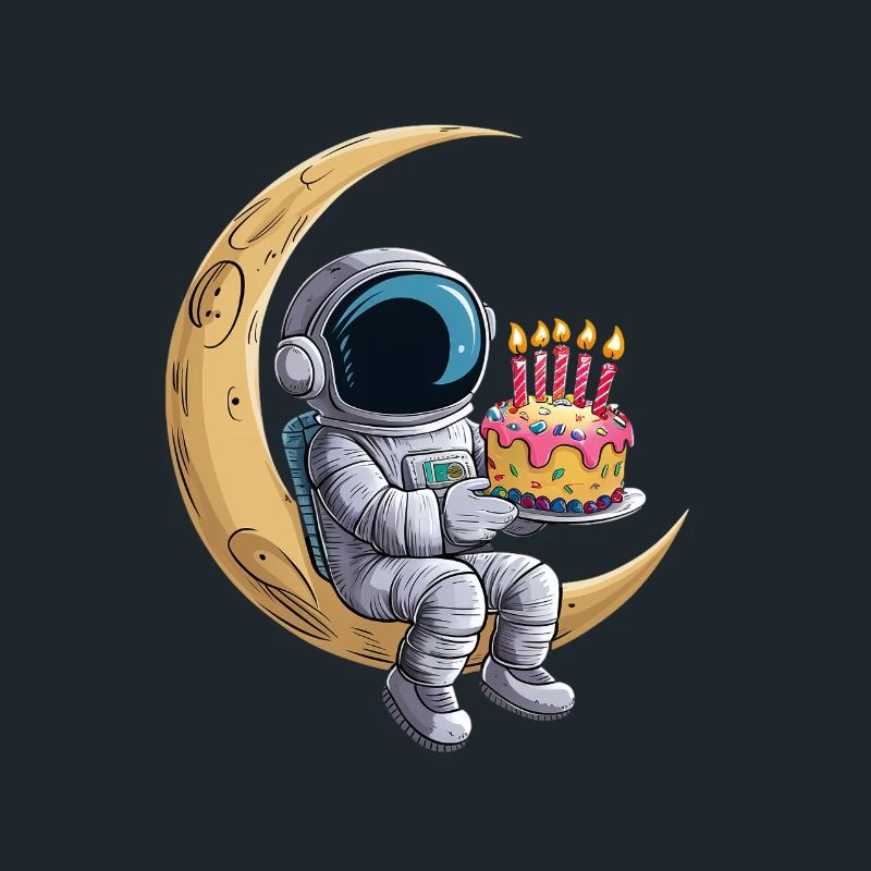 Astronaut on the moon with cake