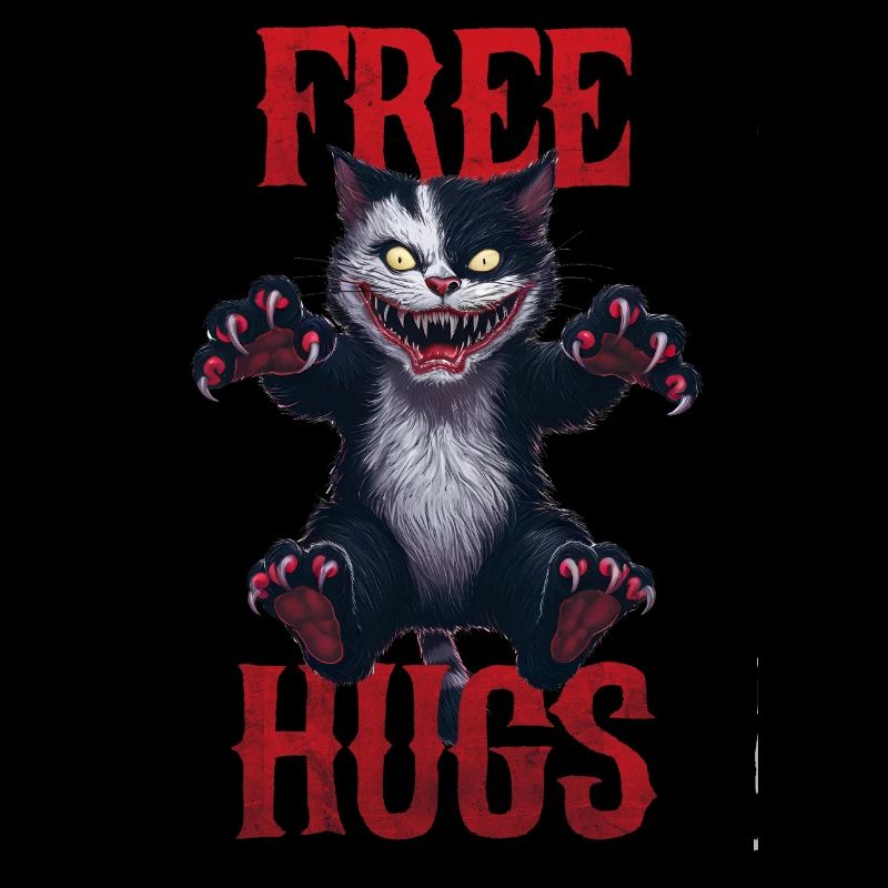 Funny Hugs For Free Horror Dark Cat Humor