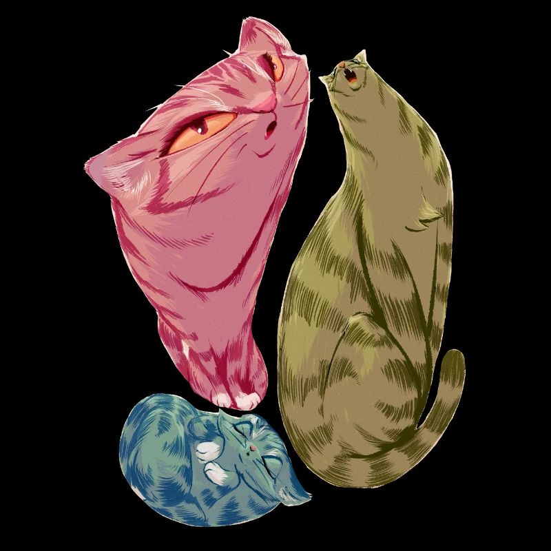 Triade de chats mous aux teintes pastel
