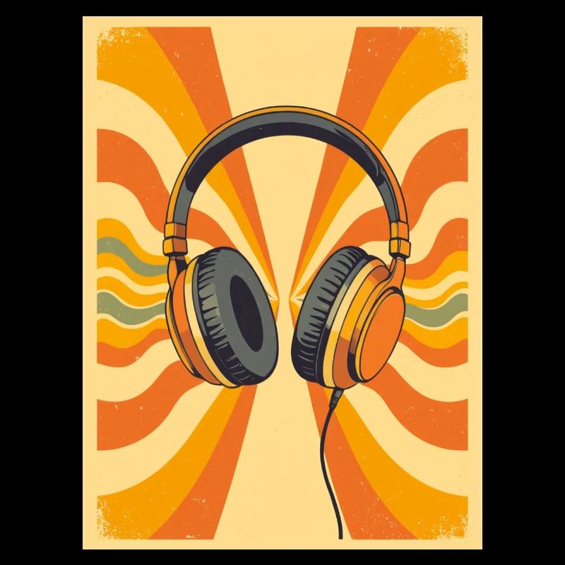 Warme Retro-Kopfhörer mit groovy Circular Vibrati
