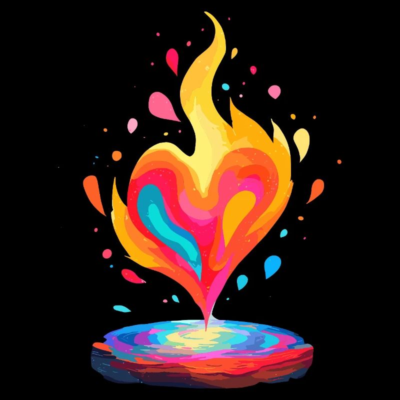 Lebendiges Flammenherz Kunstdruck