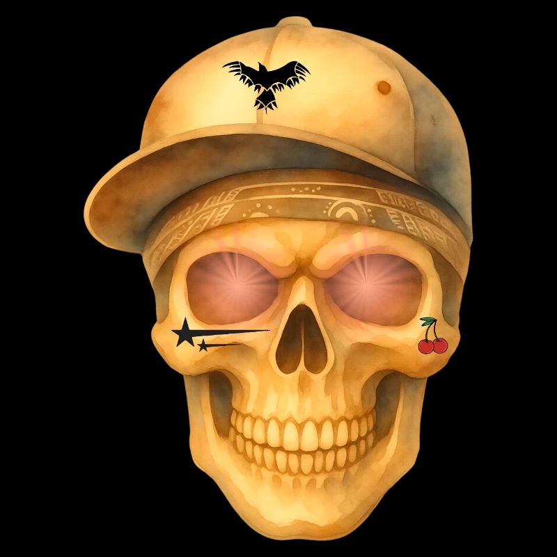 Bronzefarbenes Totenkopf-T-Shirt-Design.