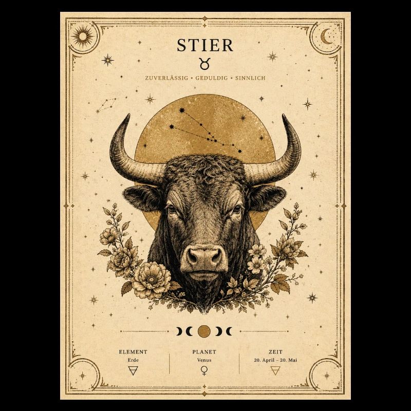 Stier Sternzeichen Vintage
