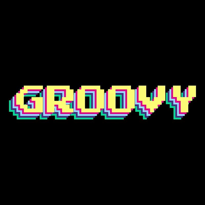 Groovy Funky oui 90s Design Coloré Word 3D Pixel