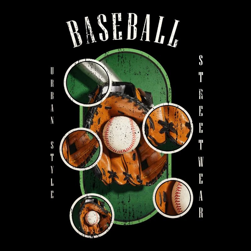 Baseball Ball Glove Bat Vintage Retro