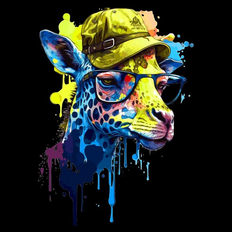 Drôle de girafe avec lunettes et chapeau décontracté