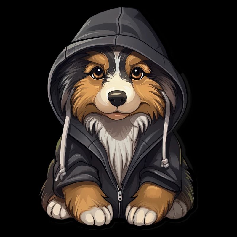 Cooler Australian Shepherd in Freizeitkleidung