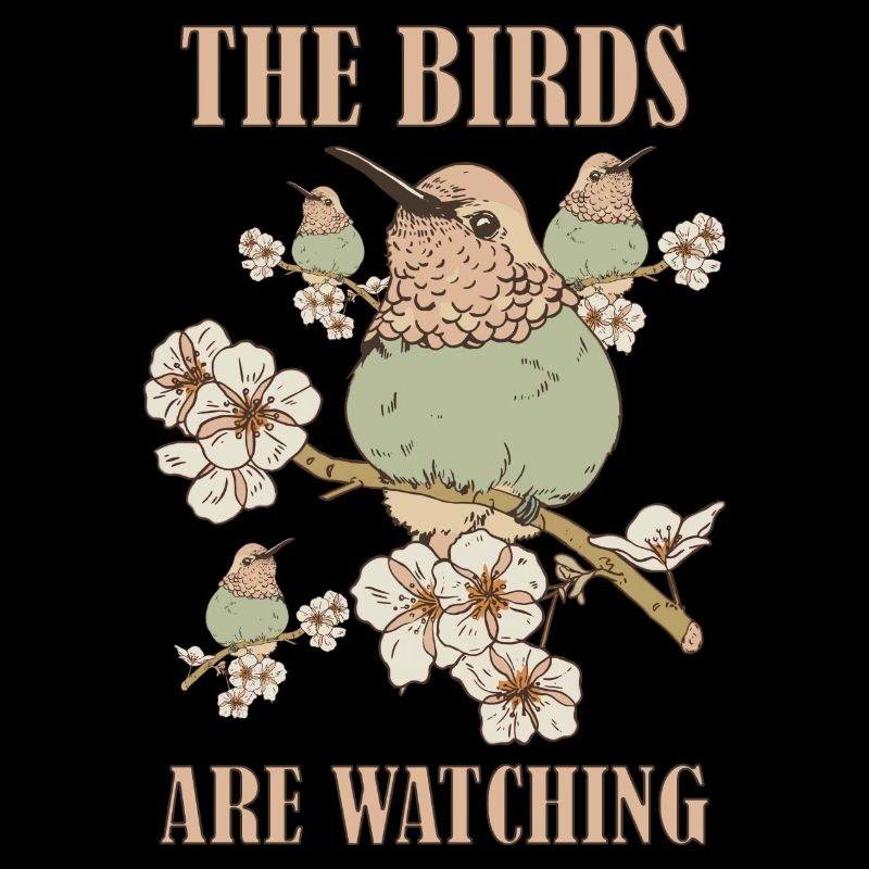 Les oiseaux regardent le graphisme vintage