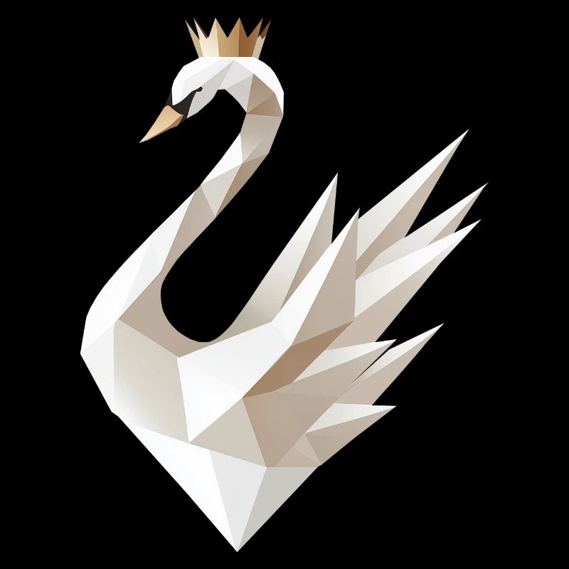 Geometric swan with crown motif