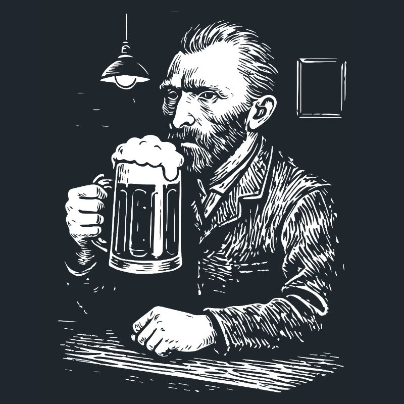 Vintage Van Gogh trinkt Bier in einer Kneipe
