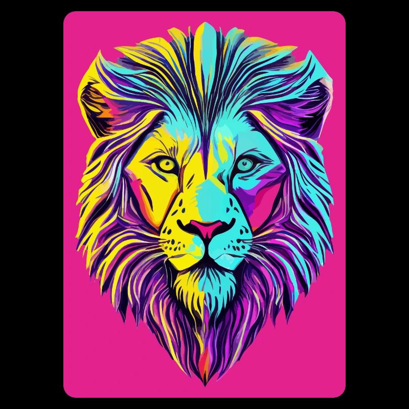 Funky et psychédélique face de lion