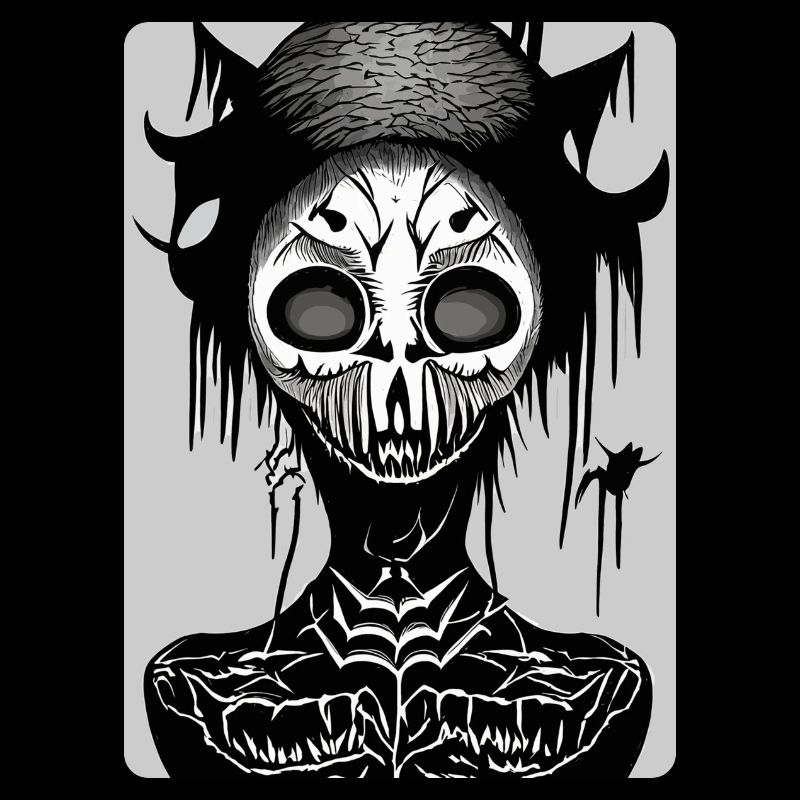 Scary Black and White Masked Skull Face