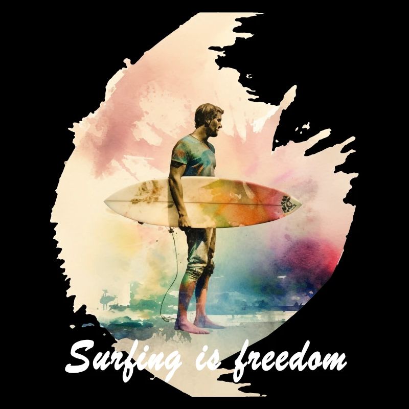 Ein Surfer mit Spruch im Watercolor Style