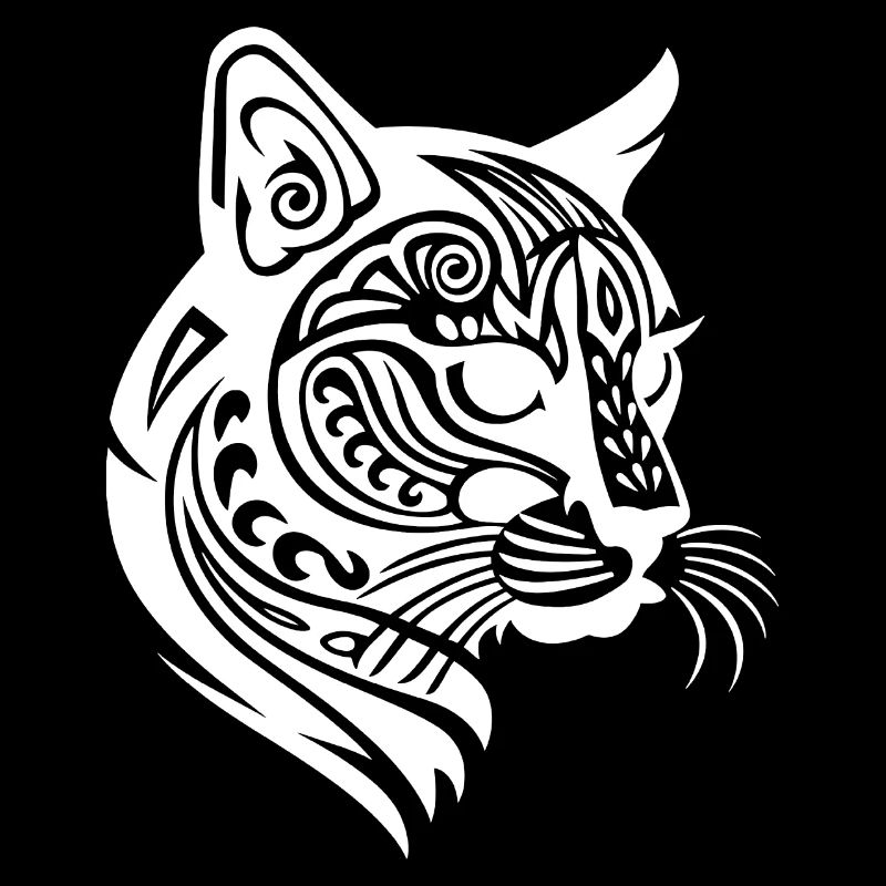 Einzigartiges Maori Tattoo Katzen Design in Weiß