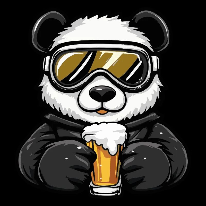 Panda Après-Ski Bière Bande Dessinée