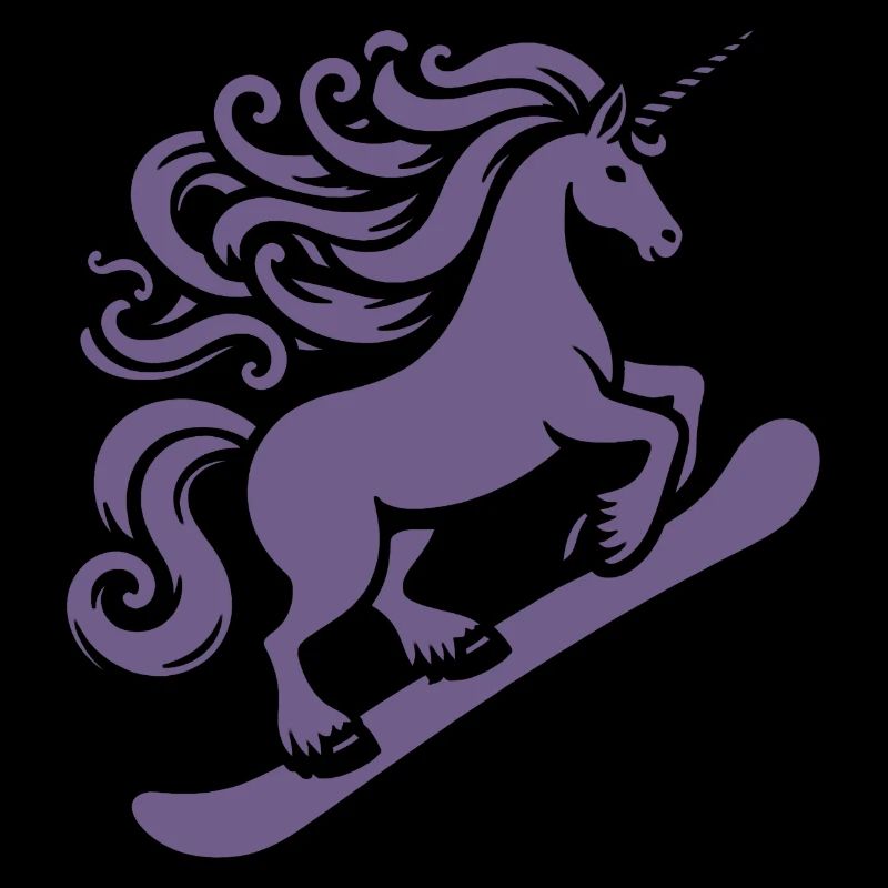 Minimalistisches Design: Einhorn Snowboarder