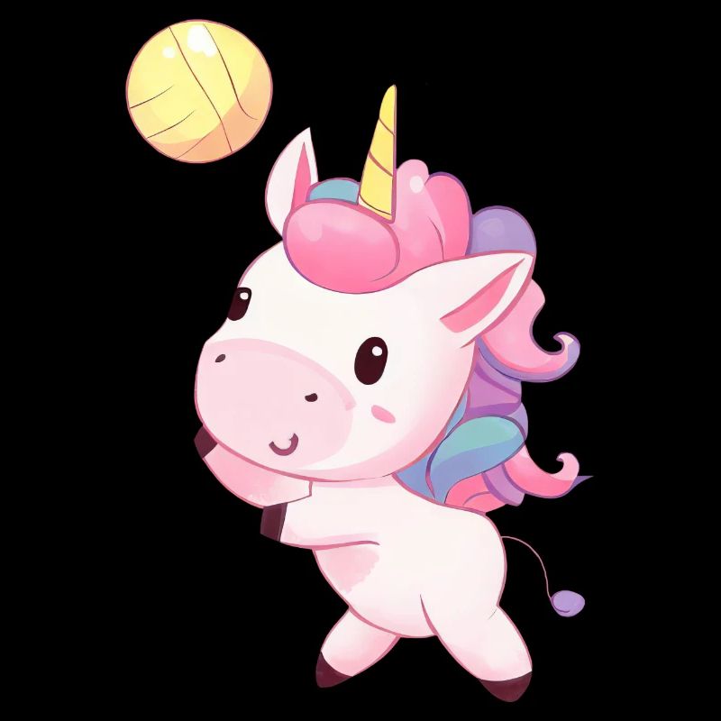Cute unicorn playing volleyball