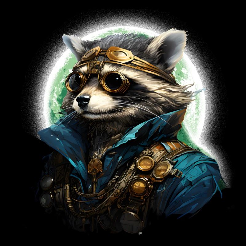 Steampunk Raccoon in sunlight