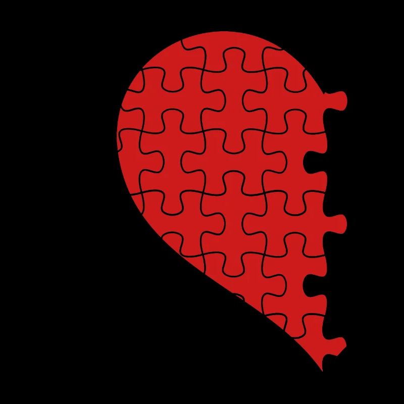 Matching Couples Half Heart Valentines Day Red 2