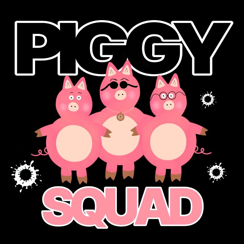 Three pink piggy