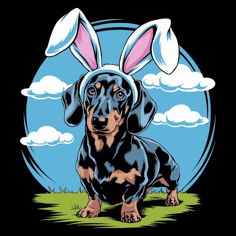 Drôle de teckel avec des oreilles de lapin