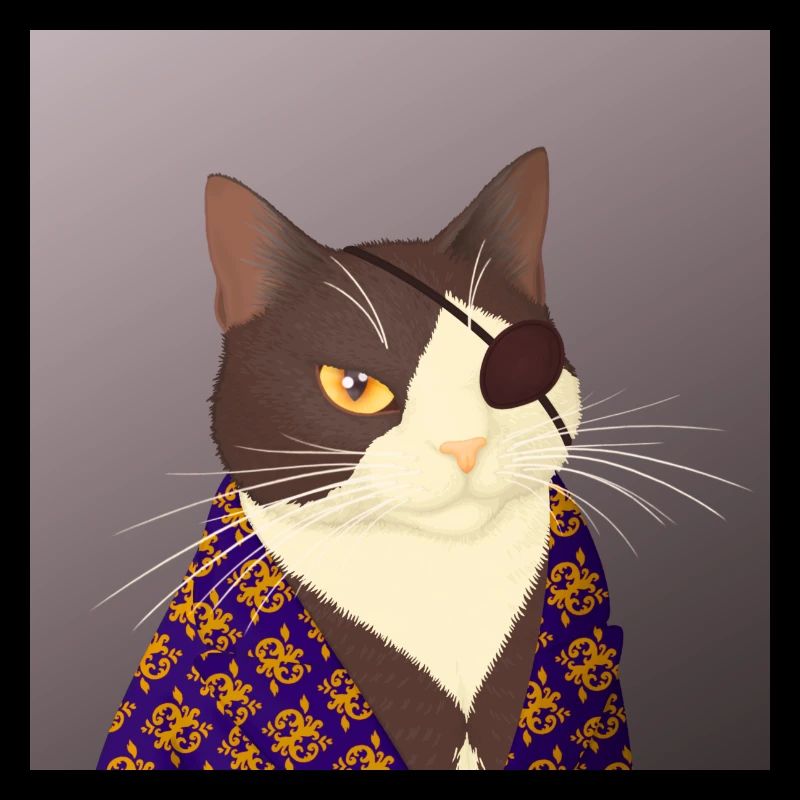 Mad Cat the Mobster - Tuxedo cat with eyepatch
