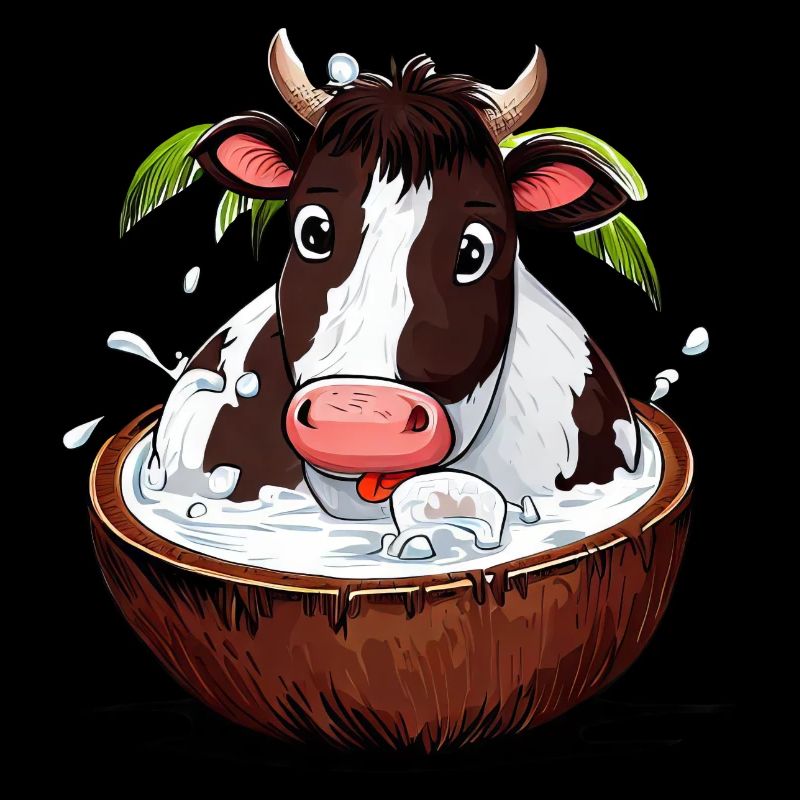 Vache baigne dans la noix de - Drôle tropical