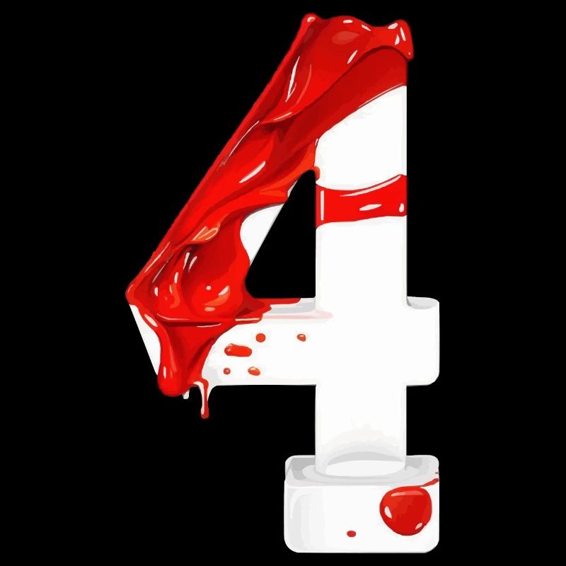 NR. 4 NUMMER 4 ROT WEIß 4. GEBURTSTAG