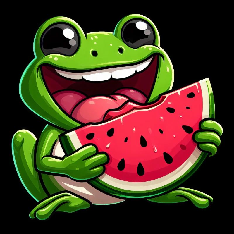 Funny Frog Watermelon Summer Fruit Design