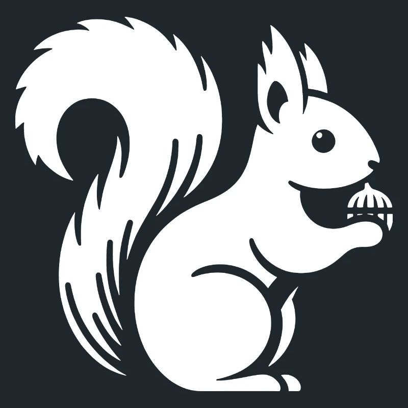 Minimalist Squirrel Silhouette with Nut