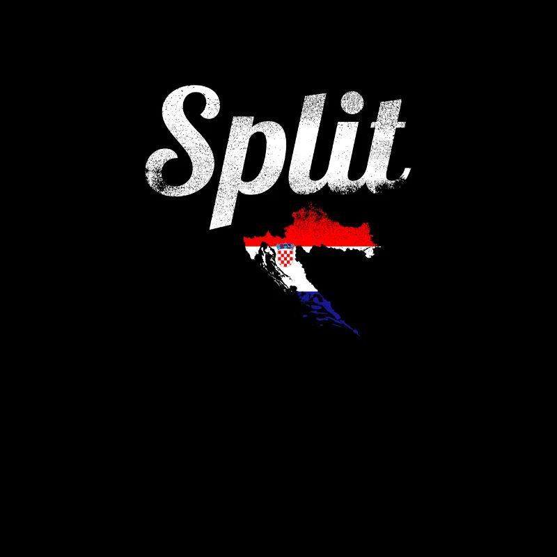 Split Vintage Carte Croatie Drapeau croate