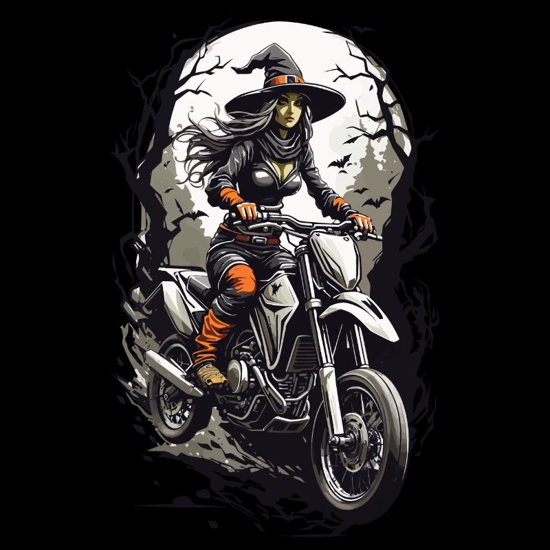 Coole Hexen Biker Motorrad Halloween auf Rädern