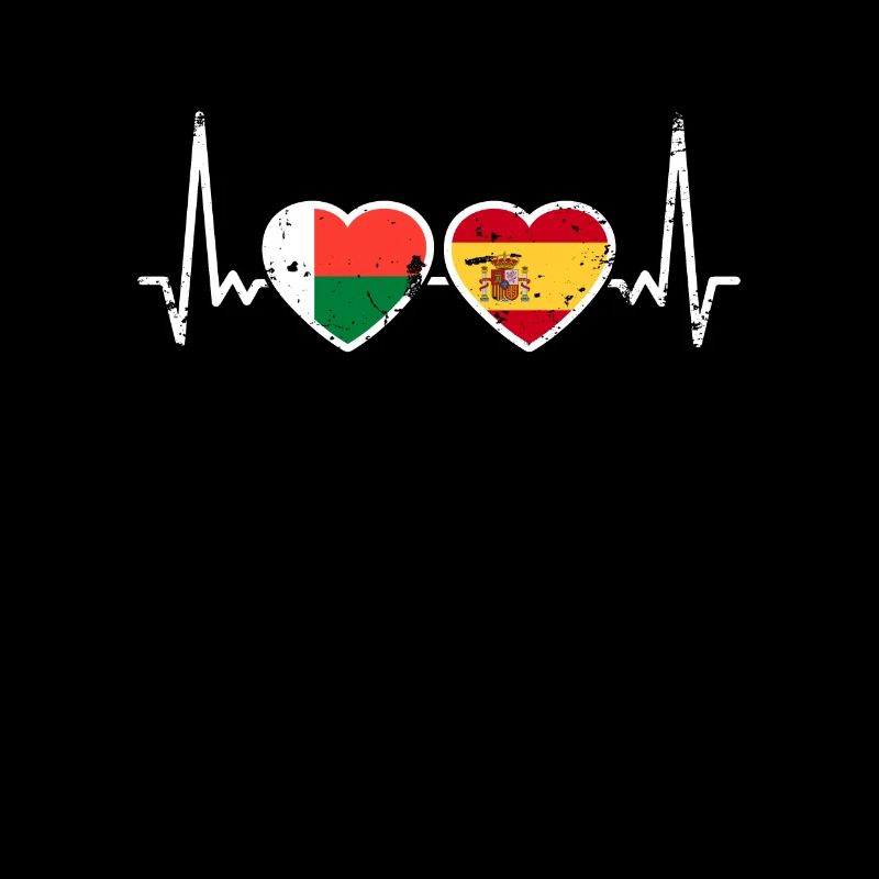 Madagascar Espagne Vintage Heartbeat drapeau