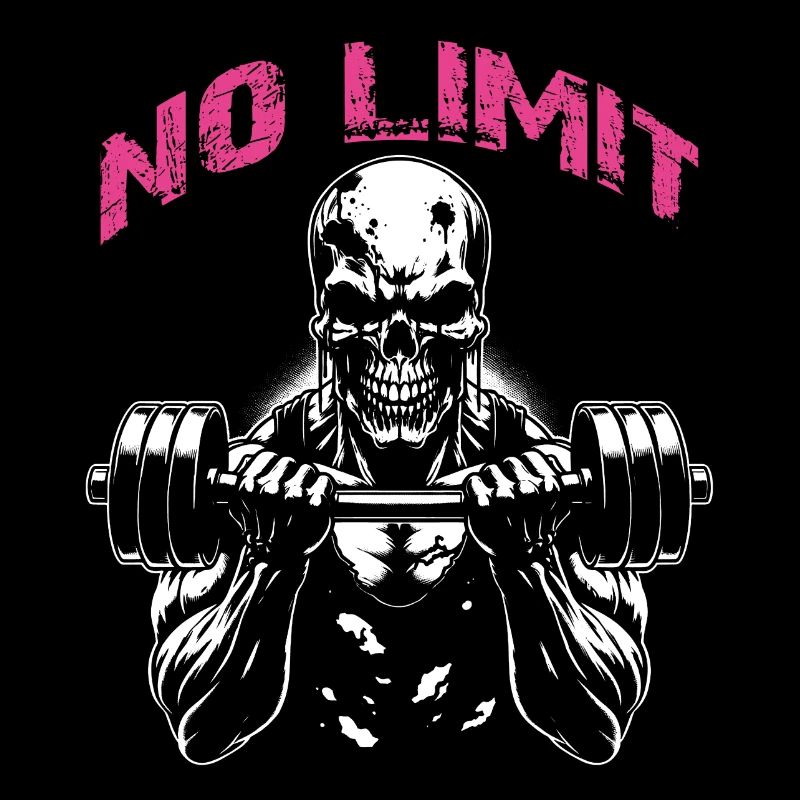 Crâne de musculation No Limit Workout avec haltère
