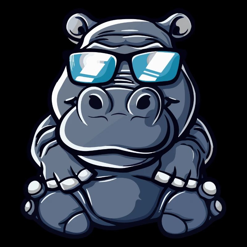 hippopotame bande dessinée cool