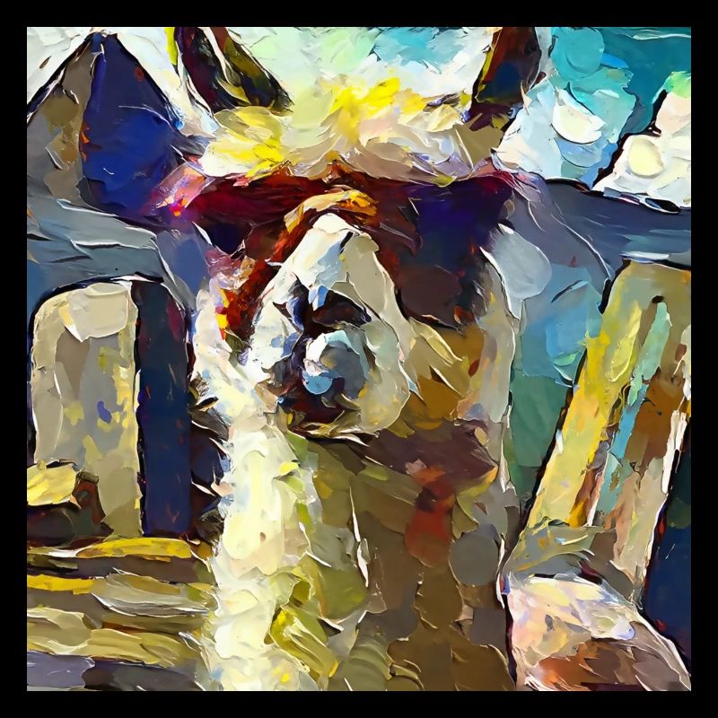 Abstraktes farbiges Ölgemälde eines Lamas