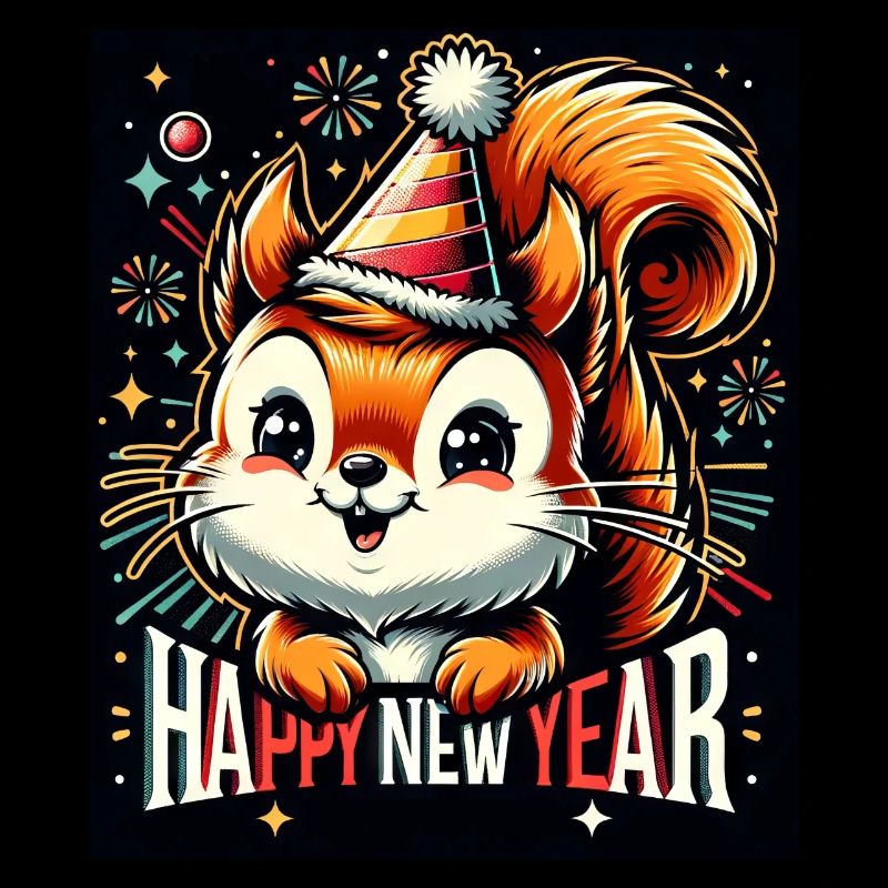 Neujahr Sylvester Eichhörnchen Jahreswechsel