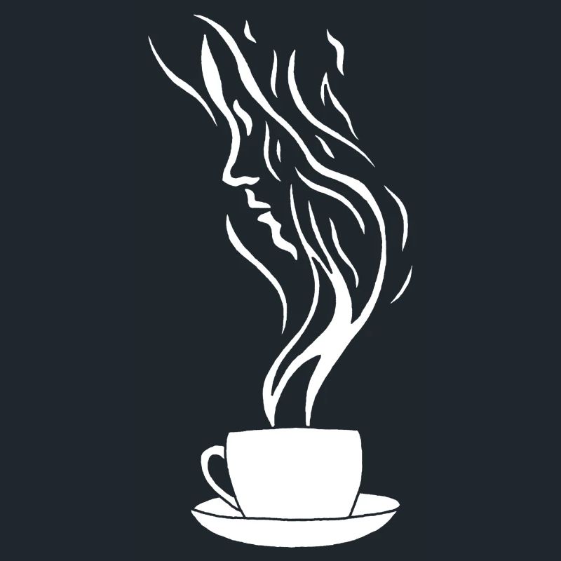 Ein Gesicht und eine Tasse Kaffee