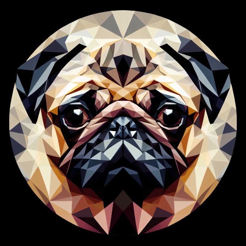 Polygoner Mops Hund Rund