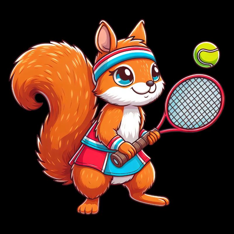 Squirrel Tennis Duo - Funny Comic Fun on