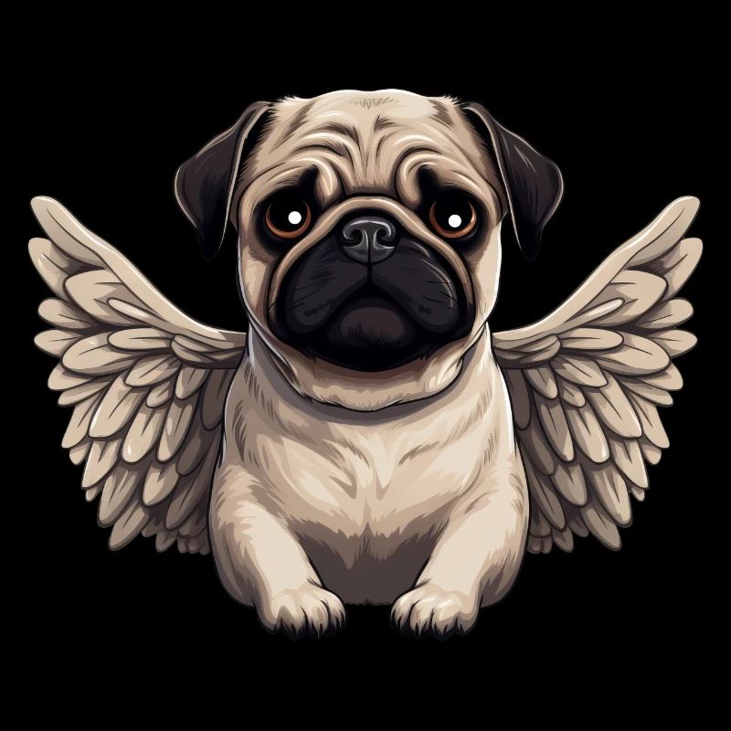 Süßer Mops-Engel im Comic-Stil